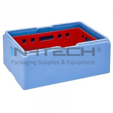 Термоизоляционные коробки EPP с вставкой, 40/55 л, внутренние размеры 540 x 340 x 220 мм, грузоподъемность 40 кг, внешние размеры 600 x 400 x 280 мм, материал EPP, цвет синий