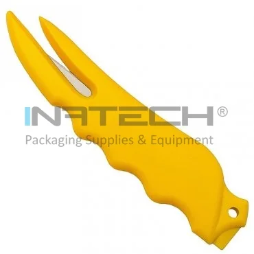 Многофункциональный нож Среднее использование, Металлическое лезвие, Желтый цвет, Пластиковая подставка