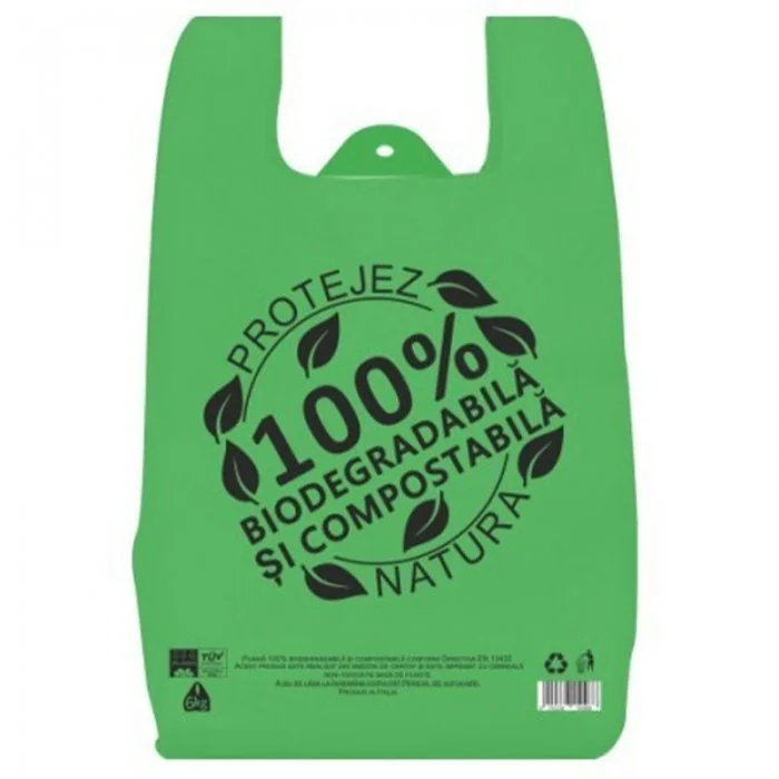 Pungi Biodegradabile Tip Maiou Pliu 2 x 60 mm, Dimensiuni 240 x 420 mm, Grosime 15 my, Rezistenta 3 kg, Buc / Pachet 500-Pung...