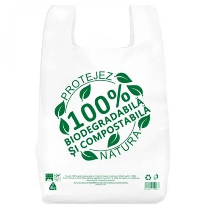 Pungi Biodegradabile Tip Maiou Pliu 2 x 60 mm, Dimensiuni 260 x 450 mm, Grosime 18 my, Rezistenta 4 kg, Buc / Pachet 500-Pung...