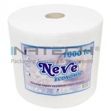 Бумажное полотенце, белое, 2-х слойное, для домашнего использования, длина 230 м, ширина 245 мм, 2 слоя, количество листов 1000