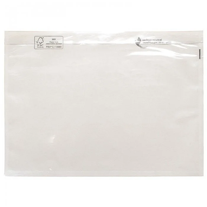 Set 100 Plicuri Port Document Autoadezive, C4/C5/C6/DL Dimensiuni 175 x 115 mm, Culoare Transparent, Tip C6, Buc / Pachet 100...