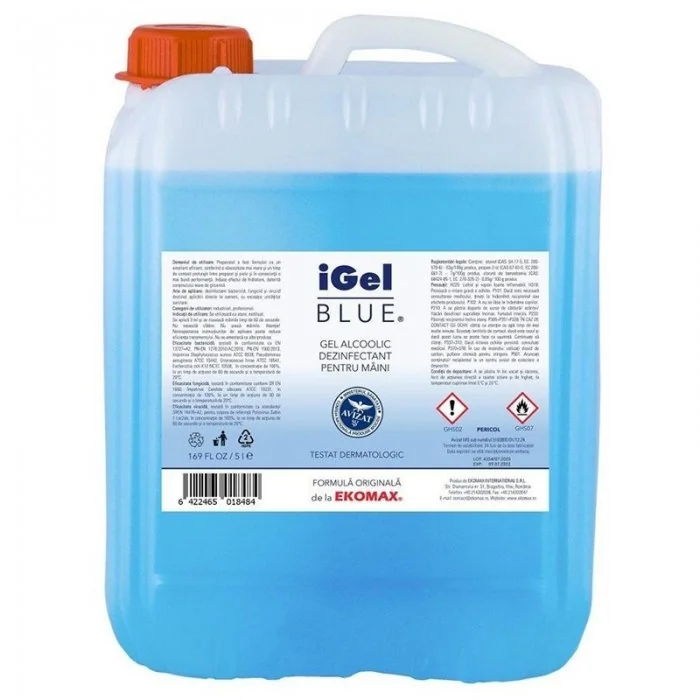 Gel Alcoolic Dezinfectant Pentru Maini Aspect Gel, Cantitate 1 buc, Volum Litri 5, Culoare Albastru-Accesorii Protectia Muncii