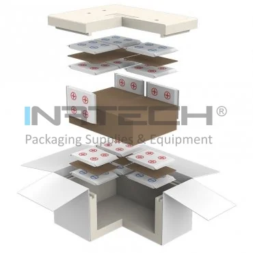 Термоизолированные коробки для отправки при контролируемой температуре, холодной +2°C - +8°C. Внутренние размеры 580 х 390 х 105 мм, внешние размеры 725 х 600 х 412 мм, объем 24 литра, время проверки, дни 2.5.