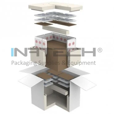 Термоизоляционные коробки для отправки в условиях контролируемой температуры, холод +2°C - +8°C. Внутренние размеры 521 x 388 x 260 мм, внешние размеры 725 x 600 x 570 мм, объем 53 литра, срок действия 4,5 дня.