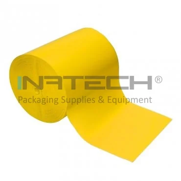 Резиновая лента для паллетирования длиной 1200 мм, шириной 100 мм, 100 лент на рулон, цвет желтый, 28 штук в упаковке.