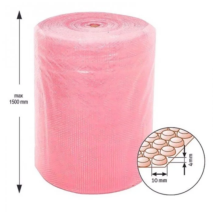 Folie Cu Bule Mici Roz Latime 500 mm, Lungime 100 m, Straturi 2, Grosime 60 my, Culoare Roz-Folie Cu Bule De Aer Mici