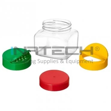 Банка PET квадратной формы, тип крышки - простой, диаметр резьбы 63 мм, объем 300 мл, прозрачный цвет, 10 штук в упаковке.