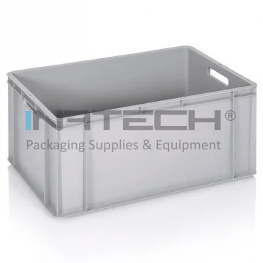 Евроконтейнеры 600 x 400 мм Размеры 600 x 400 x 300 мм, Объем 60 литров, Материал Виргинский ПП, Вес 2,3 кг, Цвет Серый