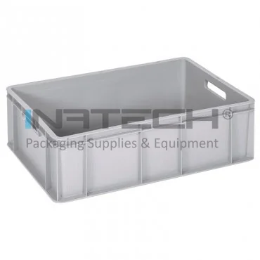Евроконтейнер 600 x 400 мм Размеры 600 x 400 x 200 мм, Материал Виргинский PP, Объем 40 литров, Вес 1.9 кг, Цвет Серый