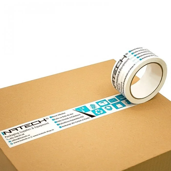 Banda Adeziva Personalizata Lungime 66 m, Numar Culori 1 Culoare, Latime 48 mm, Tip Imprimare Sandwich, Buc / Pachet 360-Benz...