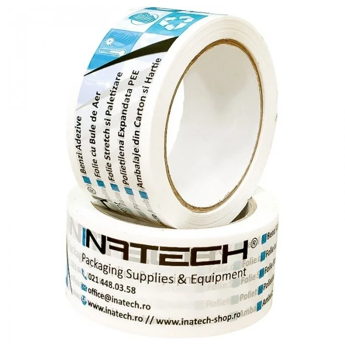 Banda Adeziva Personalizata Lungime 66 m, Numar Culori 3 Culori, Latime 50 mm, Tip Imprimare Pe Suprafata, Buc / Pachet 180-B...