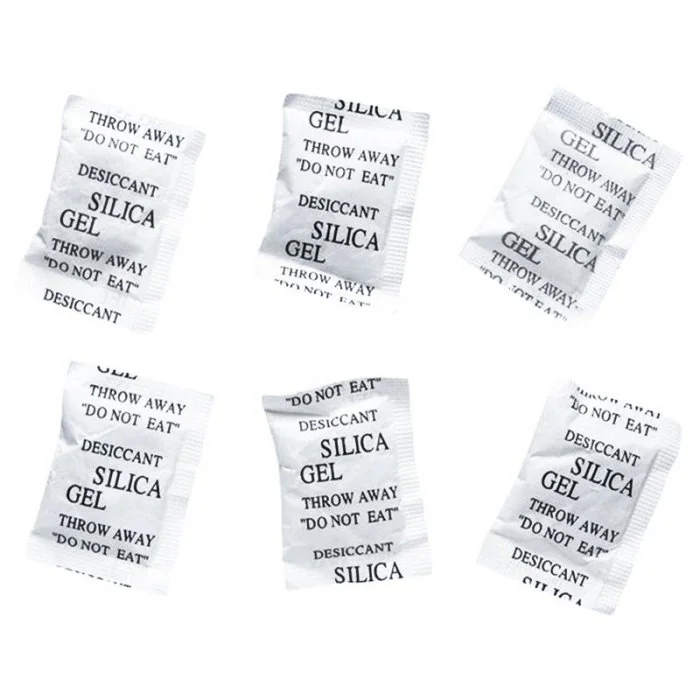 Silica Gel Desicant Dimensiune Sac 90 x 40 mm, Unitati Desicare 1/6, Greutate Plic 5g kg, Performanta Absorbtie Vapori 1 g, B...