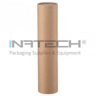 Картонные трубы с крышкой для упаковки и хранения длиной 355 мм, внутренний диаметр 79 мм, толщина 2 мм, натуральный цвет.
