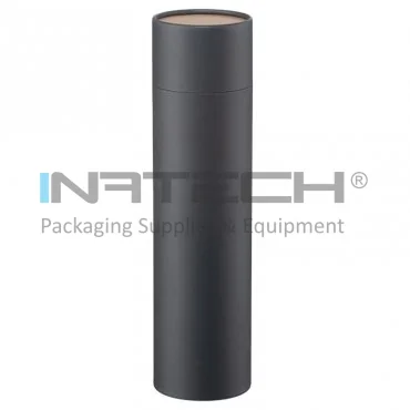 Картонные трубы с крышкой для упаковки и хранения длиной 330 мм, внутренним диаметром 87 мм, толщиной 1,5 мм, черного цвета