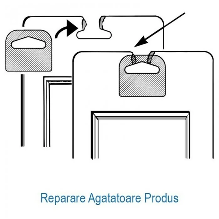 Set Agatatori Autoadezive Din Plastic Pentru Raft Tip Agatatoare Euro Slot, Dimensiuni 50 x 50 mm, Grosime 250 my, Suprafata ...