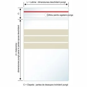 Pungi Plastic Fermoar Si Benzi De Scriere Dimensiuni mm (l x L) 150 x 180, Grosime 60 my, Culoare Transparent, Buc / Pachet 1...