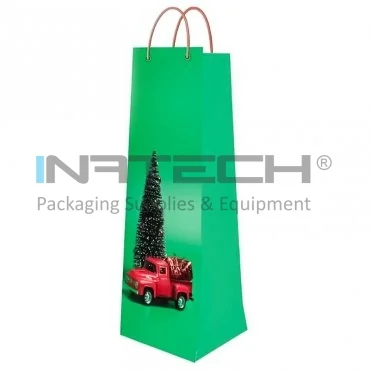 Мешки для подарков, персонализированные, глянцевый вид, 190 г/м² глянцевая ламинация, размеры мм (Д × Ш × В) 140 х 355 х 90, тип ручки - шнур, плотность 190 г/м².