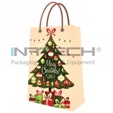 Мешки для подарков, персонализированные, глянцевый вид, 190 г/м² глянцевая ламинация, размеры мм (Д × Ш × В) 150 x 260 x 85, тип ручки - шнур, плотность 190 гр/м².