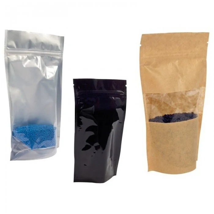 Pungi Stand Up Cu Inchidere Fermoar, 500 buc/pachet Tip Punga Hartie / AL / PE, Lungime 190 mm, Latime 130 mm, Clapeta Sigila...