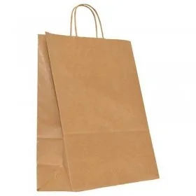 Pungi Hartie Cu Maner Rasucit, Alb/Natur Tip Maner Sfoara, Dimensiuni 160 x 90 x 210 mm, Material Hartie 90 gr/m2, Culoare Na...