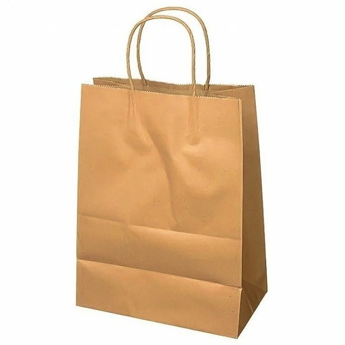 Pungi Hartie Cu Maner Rasucit, Alb/Natur Dimensiuni 240 x 110 x 260 mm, Tip Maner Sfoara, Material Hartie 90 gr/m2, Culoare A...