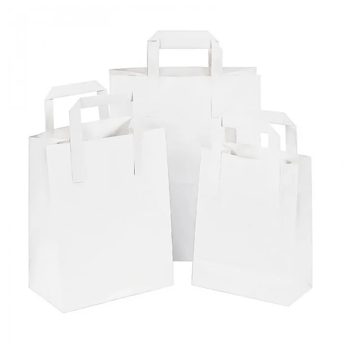 Pungi Hartie Cu Maner Rasucit, Alb/Natur Dimensiuni 240 x 110 x 260 mm, Tip Maner Sfoara, Material Hartie 90 gr/m2, Culoare A...