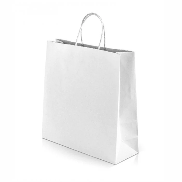 Pungi Hartie Cu Maner Rasucit, Alb/Natur Dimensiuni 250 x 110 x 300 mm, Tip Maner Sfoara, Material Hartie 90 gr/m2, Culoare A...