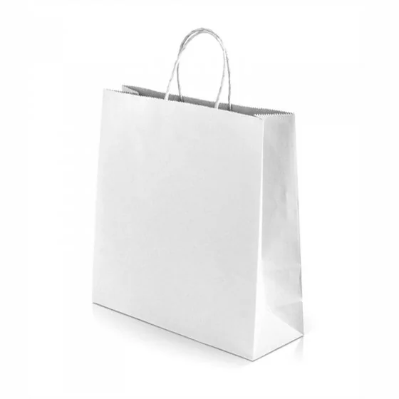 Pungi Hartie Cu Maner Rasucit, Alb/Natur