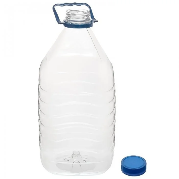 Recipiente Din Plastic Forma Patrata, Tip Capac Simplu, Diametru Filet 48 mm, Maner DA, Volum 5000 ml, Culoare Transparent, B...