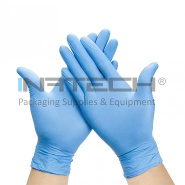 Одноразовые перчатки из нитрила, размер S, материал - нитрил, цвет - синий, 100 штук в упаковке.