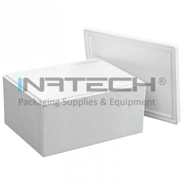 Термоизоляционные коробки EPS для транспортировки, внутренний размер 305 x 210 x 200 мм, толщина стенки 30 мм, материал EPS, объем 12,8 литра, цвет белый.