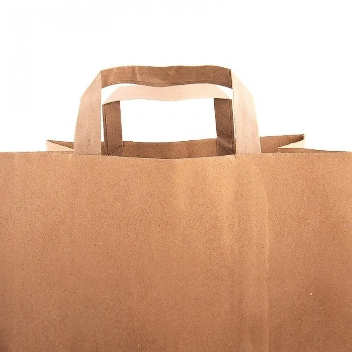 Pungi Hartie Cu Maner Plat, Hartie Kraft Natur 70g/mp Dimensiuni cm (L × l × h) 36 X 17 X 40, Tip Maner Flat, Material Hartie...