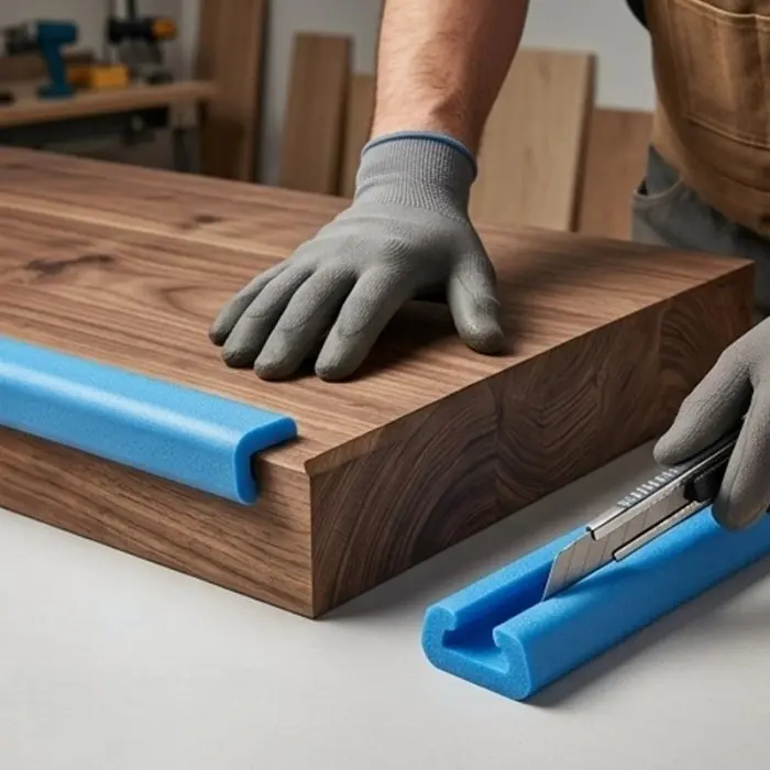 Profil Din Spuma PEE, U Tulip Lungime 850 mm, Dimensiuni A-B-C-D 41 x 12 x 25 x 47 mm, Culoare Albastru, Metri / Pachet 1