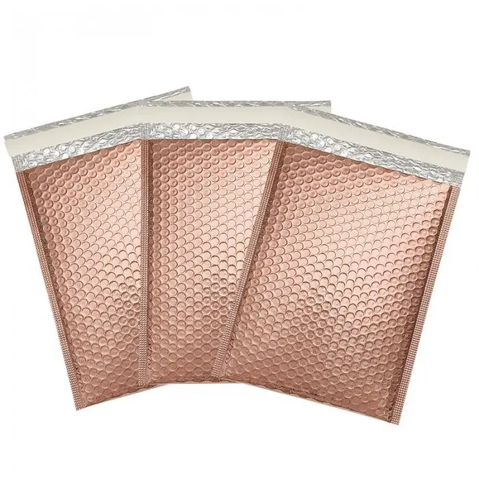 Plicuri Cu Bule Din Polietilena Poly Bubble Termoizolante Dimensiuni 240 x 350 mm, Clapeta 50 mm, Culoare Rose Gold-Plicuri C...