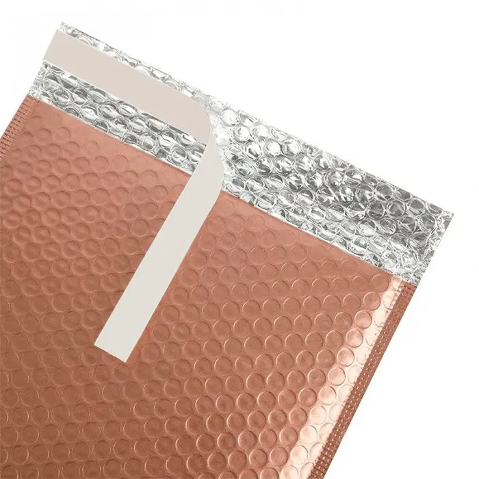 Plicuri Cu Bule Din Polietilena Poly Bubble Termoizolante Dimensiuni 240 x 350 mm, Clapeta 50 mm, Culoare Rose Gold-Plicuri C...