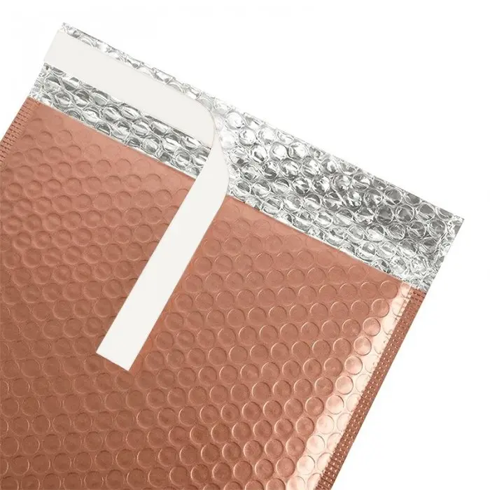 Plic Cu Bule Termoizolant Din Polietilena Poly Bubble, Dimensiuni 240 x 350 mm, Clapeta 50 mm, Culoare Rose Gold-Plicuri Cu P...