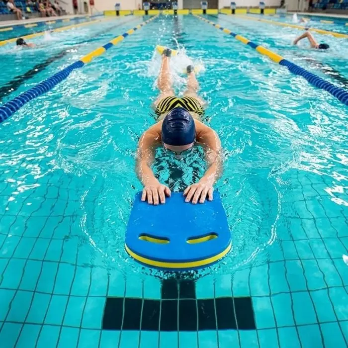 Pluta Inot Din Spuma Lungime 430 mm, Latime 280 mm, Grosime 35 mm, Culoare Galben / Albastru