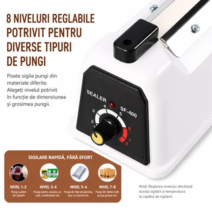 Aparat De Sigilat Pungi Cu Cutter SF 200/400-Masini Si Consumabile Pentru Ambalat