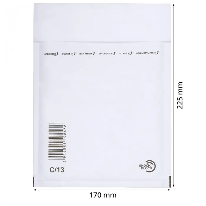 Plicuri Antisoc Din Hartie Dimensiune Interioara 150x215 mm, Dimensiune Exterioara 170 x 225 mm, Culoare Alb, Tip C13, Buc / Pachet 100