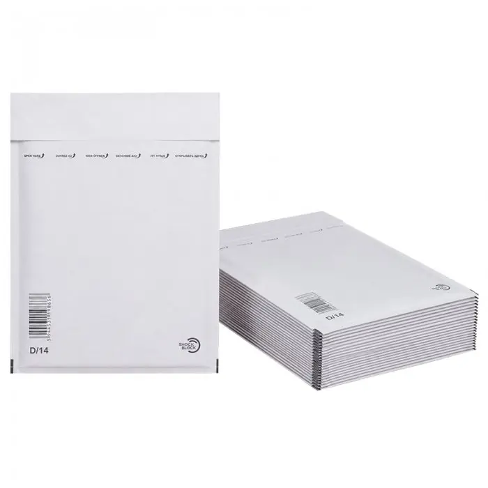 Plicuri Antisoc Din Hartie Dimensiune Interioara 180x265 mm, Dimensiune Exterioara 200 x 275 mm, Culoare Alb, Tip D14, Buc / Pachet 100