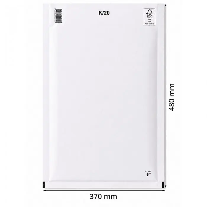 Plicuri Antisoc Din Hartie Dimensiune Interioara 350x470 mm, Dimensiune Exterioara 370 x 480 mm, Culoare Alb, Tip K20, Buc / Pachet 50