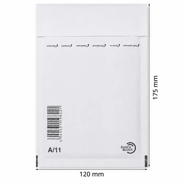 Plicuri Antisoc Din Hartie Dimensiune Interioara 100x165 mm, Dimensiune Exterioara 120 x 175 mm, Culoare Alb, Tip A11, Buc / Pachet 200