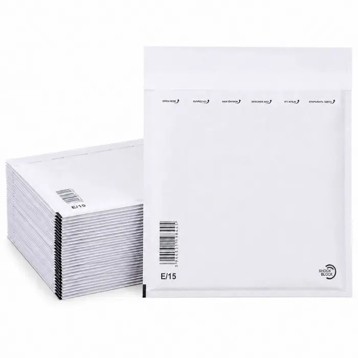 Plicuri Antisoc Din Hartie Dimensiune Interioara 220x265 mm, Dimensiune Exterioara 240 x 275 mm, Culoare Alb, Tip E15, Buc / Pachet 100