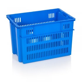 Lada Transport Maxi 600 x 400 x 400 mm, Pereti Ventilati, Material PP Virgin, Albastra-Lazi Pentru Transport