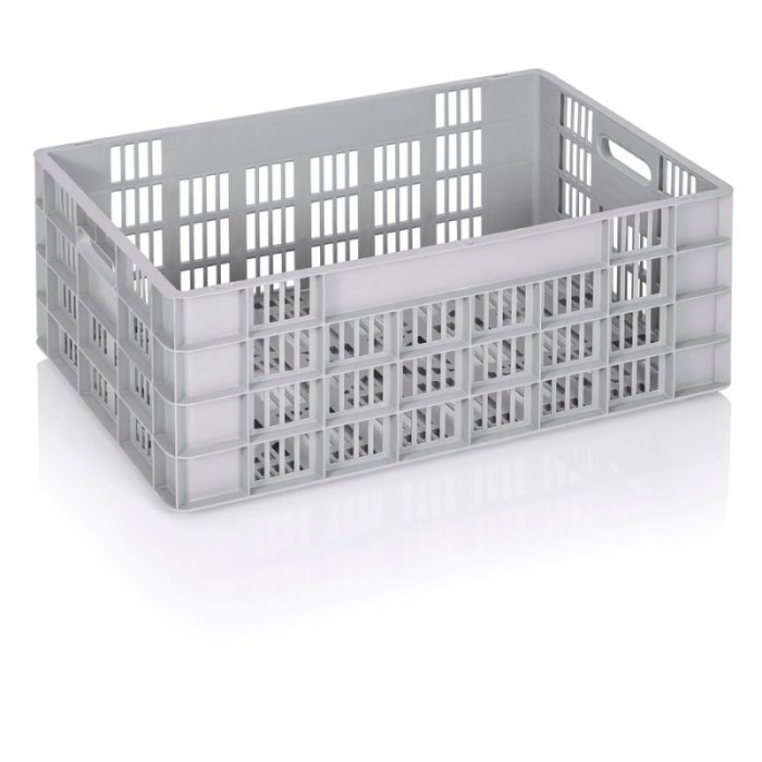 Lada Transport Euro 600 x 400 x 235 mm, Baza/Pereti Ventilati, Material PP Virgin, Gri-Lazi Pentru Transport