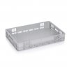 LadaTransport Euro 600 x 400 x 100 mm, Baza Solida, Pereti Ventilati, Material PP Virgin, Gri-Lazi Pentru Transport