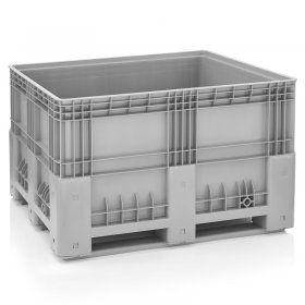 Boxpalet Solid 1200 x 1000 x 760 mm, 3 Traverse, Capacitate 600 L, Material PP Virgin, Gri-Lazi Pentru Transport