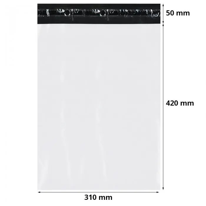Pungi Curierat Standard A3, 310 x 420 mm, Clapeta 50 mm, Culoare Alb / Negru, Set 50 buc-Plicuri Si Pungi Curierat