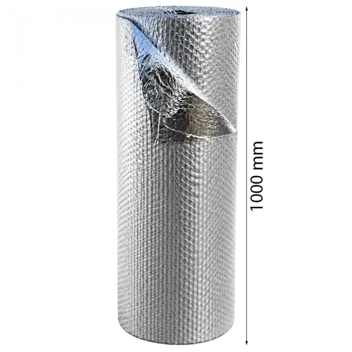 Folie Cu Bule Mici Aluminizata Latime 1000 mm, Lungime 50 m, Straturi 3, Grosime 60 my, Culoare Argintiu-Folie Cu Bule De Aer...